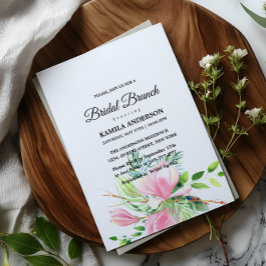 Invitación Magnolia rosa elegante acuarela Ducha de novias