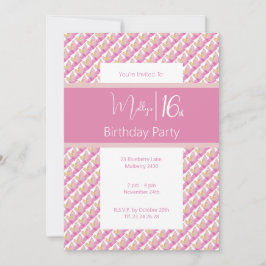 Invitación Magnolia rosada tropical dulce 16º cumpleaños