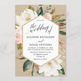 Invitación Magnolia ruidosa boda de rubor blanco