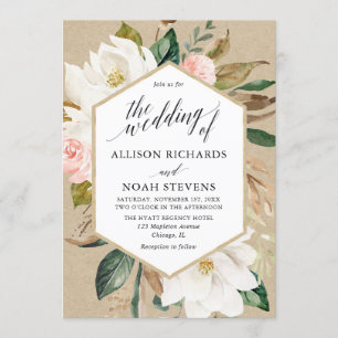 Invitación Magnolia ruidosa boda de rubor blanco