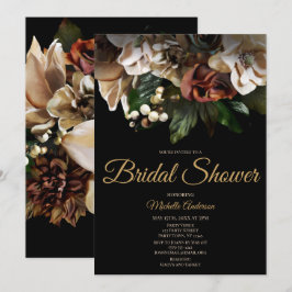 Invitación Magnolia Top Gold y Black Floral Bridal Shower