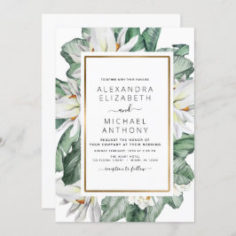 Invitación Magnolia Tropical Greenery Palm Floral Boda Inv