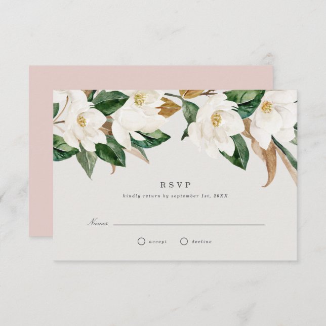 Invitación Magnolia Wedding RSVP (Anverso / Reverso)