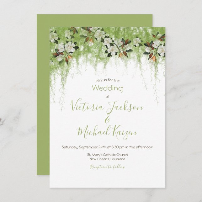 Invitación Magnolia y Moss vivan Boda del Sur (Anverso / Reverso)