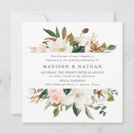 Invitación Magnolias acuarelas | Boda floral