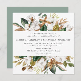 Invitación Magnolias acuarelas | Boda floral