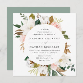 Invitación Magnolias acuarelas | Boda floral