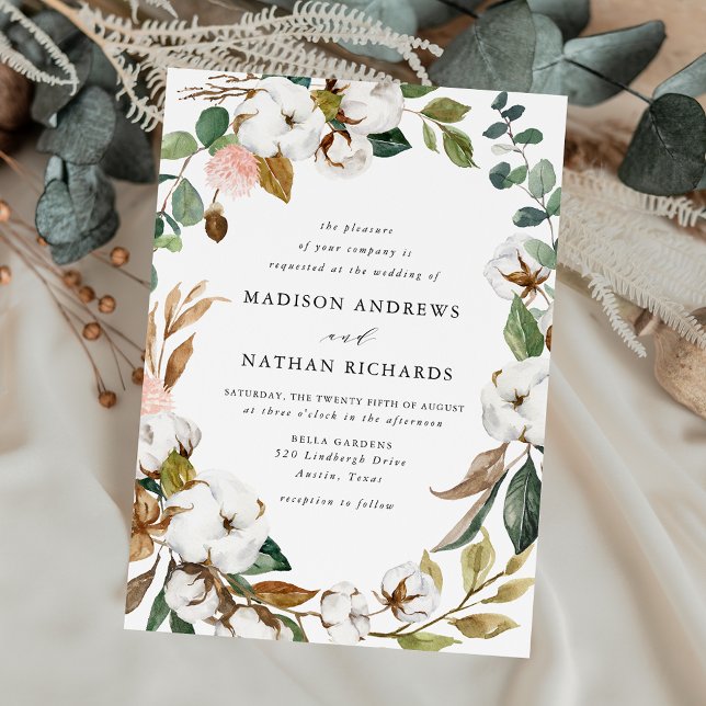 Invitación Magnolias blancas elegantes y Boda floral Rubor (Subido por el creador)
