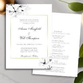 Invitación Magnolias clásicas modernas de oro todo en un Boda