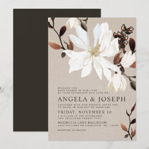 Invitación Magnolias en llamas  Boda marrón