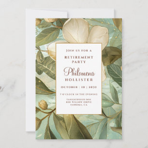 Invitación Magnolias Jubilación Floral Verde Oro Botánico