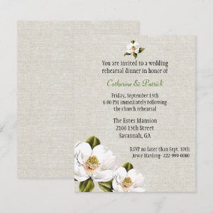 Invitación Magnolias meridionales elegantes que casan la cena