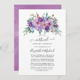 Invitación Magnolias moradas y Rosas Boda virtual en línea