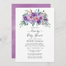 Invitación Magnolias moradas y Rosas conducen por la ducha