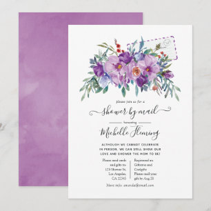 Invitación Magnolias Purpura y Rosas Baby Shower por Correo