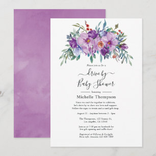 Invitación Magnolias Purpúreas y Rosas en Ducha de Regalos