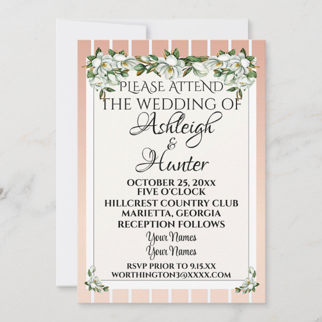 Invitación Magnolias -Un Agradable Día Para Un Boda- Invitaci (Anverso)