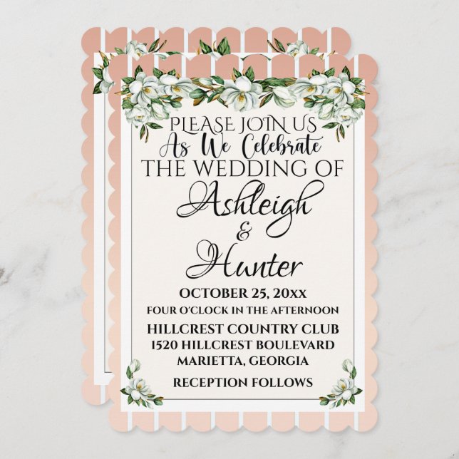 Invitación Magnolias -Un Agradable Día Para Un Boda- Invitaci (Anverso / Reverso)