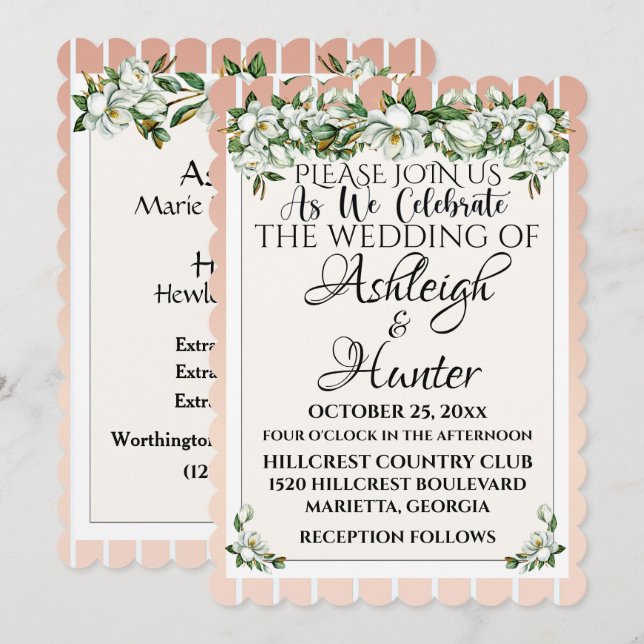 Invitación Magnolias -Un Agradable Día Para Un Boda- Invitaci (Anverso / Reverso)