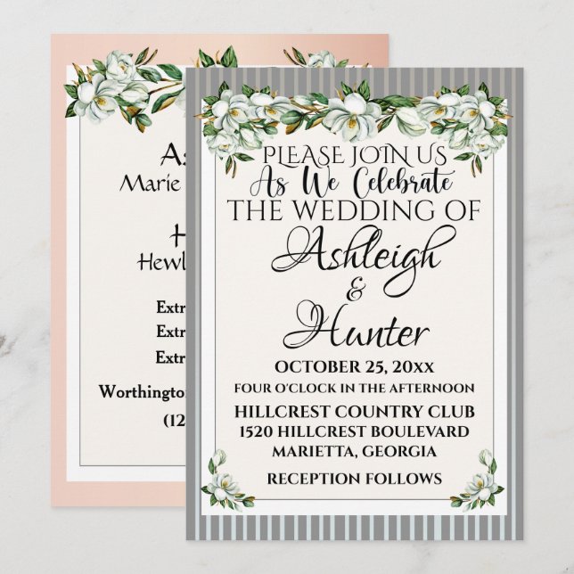 Invitación Magnolias -Un Agradable Día Para Un Boda- Invitaci (Anverso / Reverso)