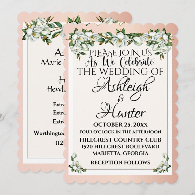 Invitación Magnolias -Un Agradable Día Para Un Boda- Invitaci (Anverso / Reverso)