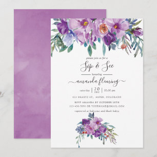 Invitación Magnolias y Rosas Acuarela para Brindis y Ver