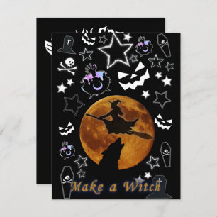 Invitación Mago brujo Mikitiez halloween luna llena