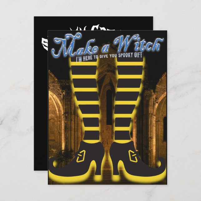 Invitación Mago brujo Mikitiez halloween luna llena (Anverso / Reverso)