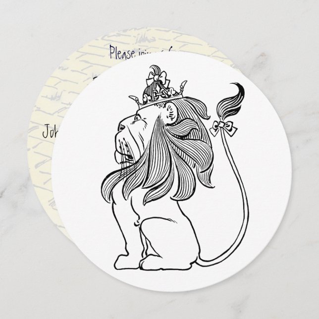 Invitación Mago de cosecha de león de Oz, fiesta de cumpleaño (Anverso / Reverso)