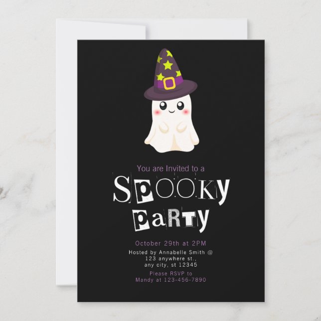 Invitación Mago fantasma exhibe Halloween Minimalista moderno (Anverso)