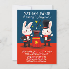 Invitación Magos de conejo lindo en cumpleaños mágico en esce