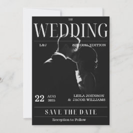 Invitación Magzine Foto única de diversión Guardar Boda de fe