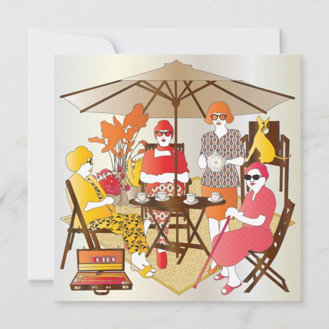 Invitación Mah Jongg Tea Fiesta (Anverso)