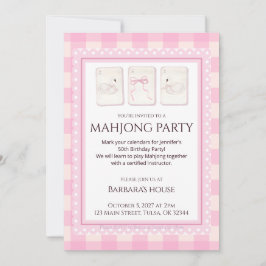 Invitación Mahjong Party Invitation, grandmillennial swans