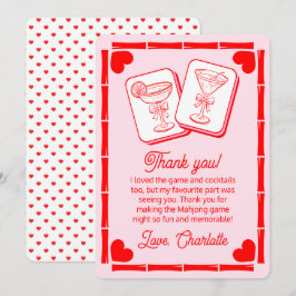Invitación Mahjong Valentine's Cocktail Thank You Card