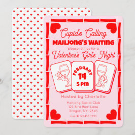 Invitación Mahjong Valentine's Party Cupid Invitation
