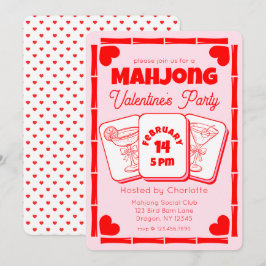 Invitación Mahjong Valentine's Pink Party Invitation