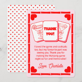 Invitación Mahjong Valentine's Pink Thank You Card