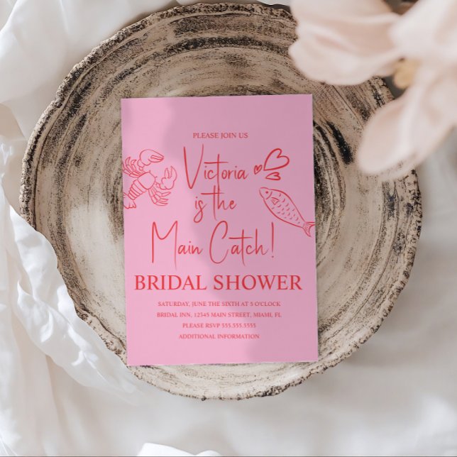 Invitación Main Catch Lobster Doodles Bridal Shower (Subido por el creador)