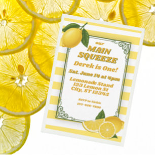 Invitación Main Squeeze cumple uno, Lemon cumple 1 año