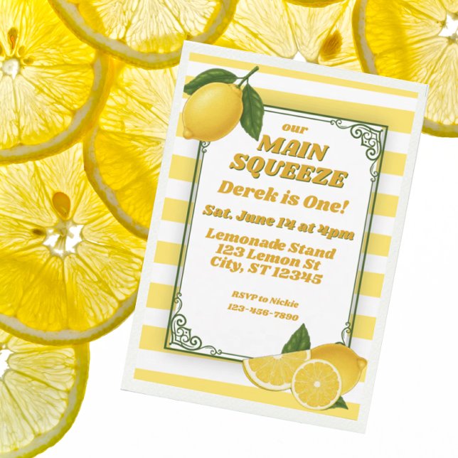 Invitación Main Squeeze is One, Lemon 1st Birthday (Subido por el creador)