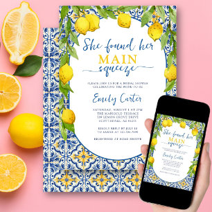 Invitación Main Squeeze Limón Acuarela Mediterránea Verano