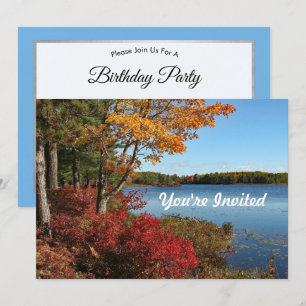 Invitación Maine Acadia Lake Autumn Foto Cumpleaños