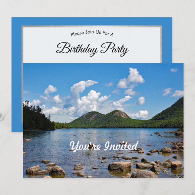 Invitación Maine Jordan Pond Photo Birday (Anverso / Reverso)