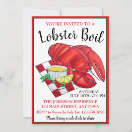 Invitación Maine Lobster Cena Mariscos Hervir Picnic Clambake