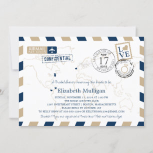 Invitación Maine + Massachusetts Airmail   Bridal Shower