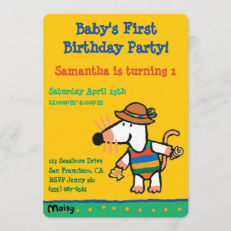 Invitación Maisy con cumpleaños de las cáscaras