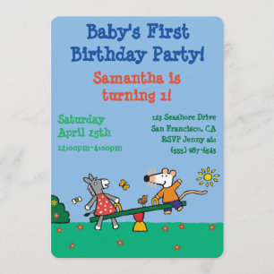 Invitación Maisy y Dotty Seesaw en el recreo