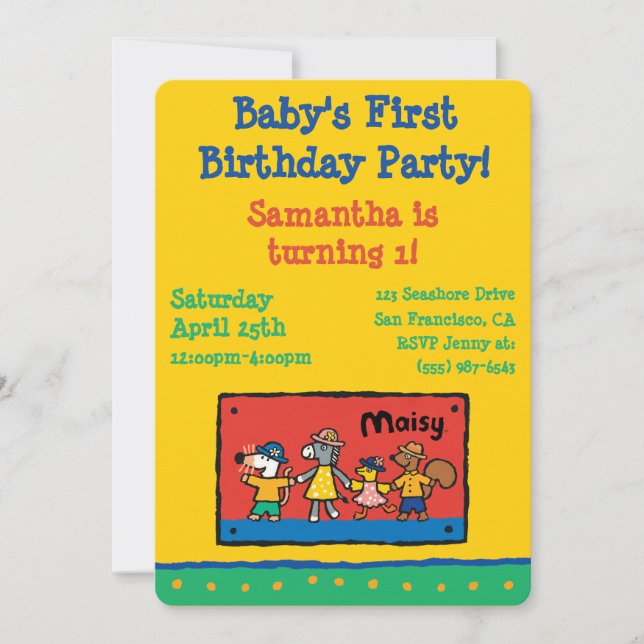 Invitación Maisy y los mejores amigos se dan la mano (Anverso)