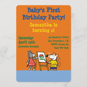 Invitación Maisy y pintura manchada en el preescolar